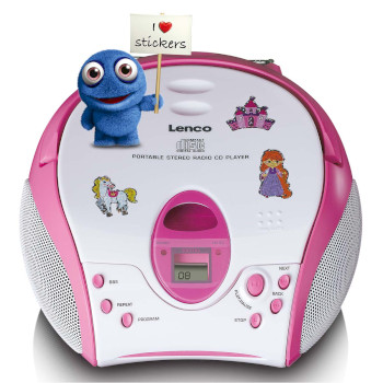 SCD-24PK KIDS Boombox met cd-speler fm-radio en stickers roze Product foto